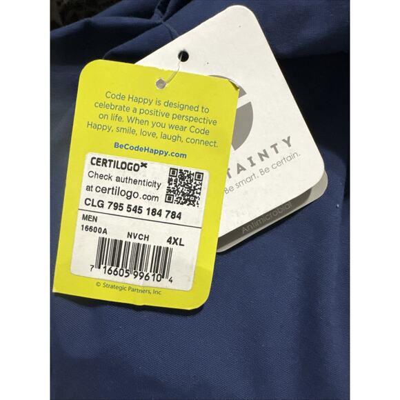 Code Happy Men’s Scrub Top 4XL Blue V Neck Antimicrobial Medical Uniform - Picture 6 of 7